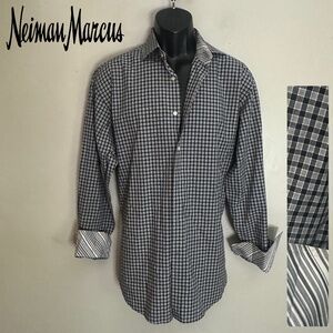 Neiman Marcus Contrast Long Sleeve Shirt Large Gently worn 100% cotton